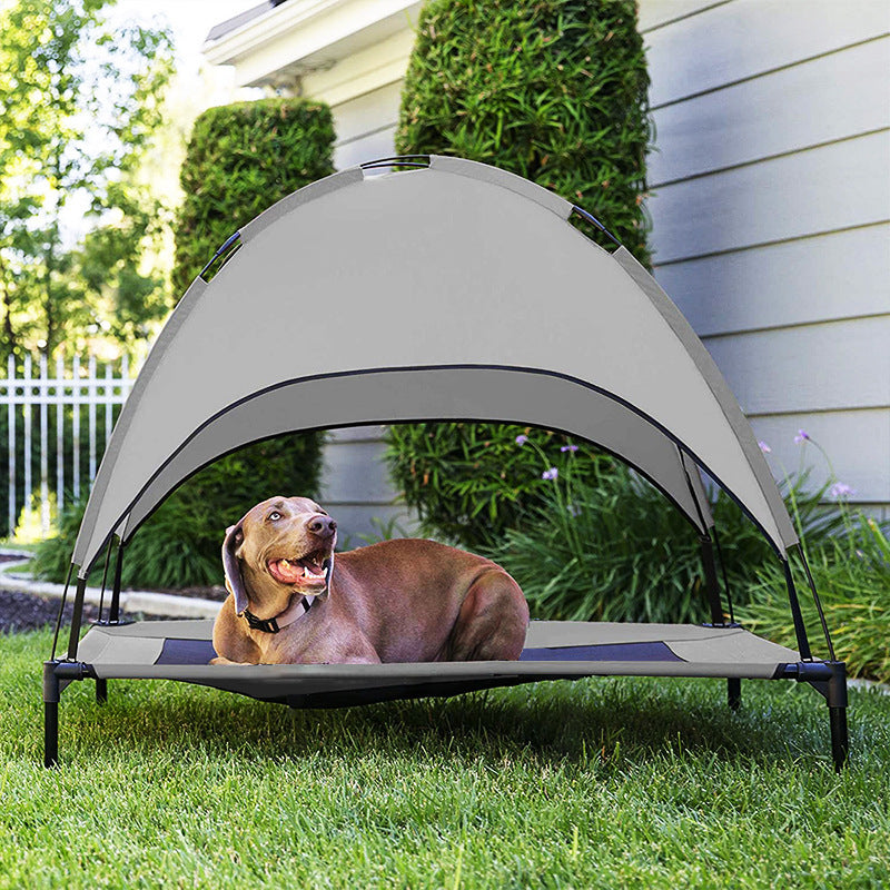 Elevated Pet Cot with Sunshade Canopy - Outdoor Camping Bed for Dogs