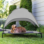 Elevated Pet Cot with Sunshade Canopy - Outdoor Camping Bed for Dogs