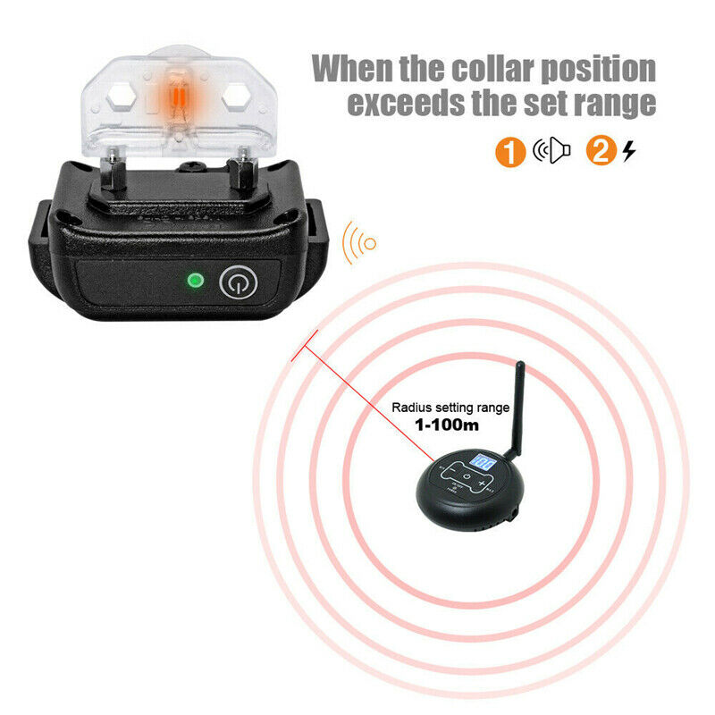 Wireless Pet Fence - Electric Training Collar with Adjustable Boundary