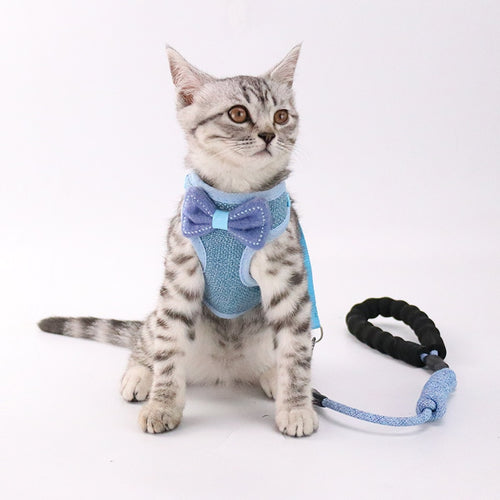 Bow-Tie Vest Harness & Leash Set - No-Pull Design for Cats & Small Dogs