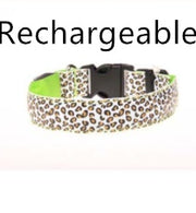 LED Dog Collar Safety Adjustable Nylon Leopard Pet Collar