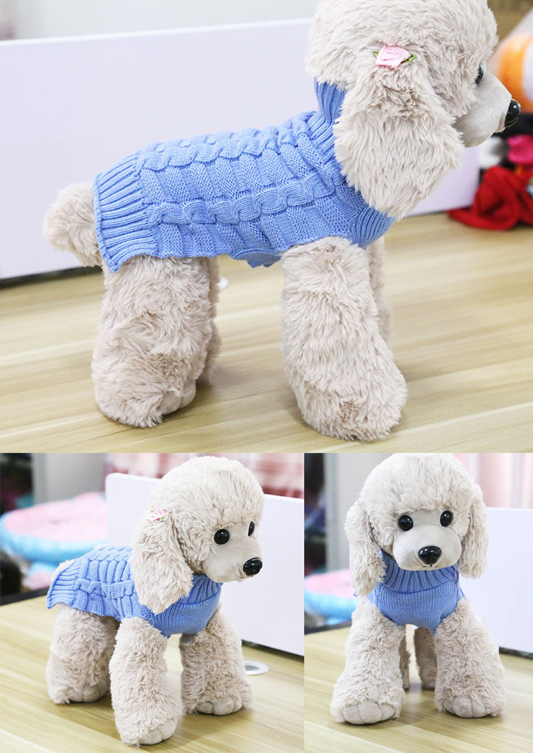 Cashmere Twisted Rope Pet Sweater - Soft Knit Dog Clothes for Cold Weather