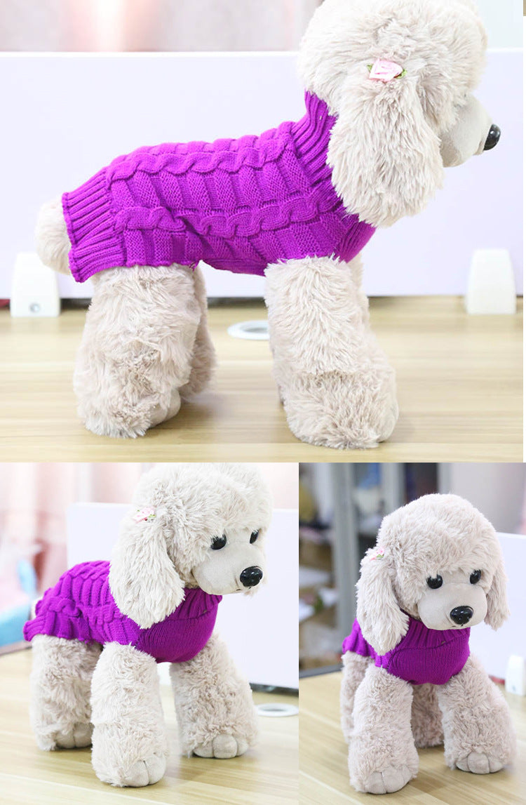 Cashmere Twisted Rope Pet Sweater - Soft Knit Dog Clothes for Cold Weather