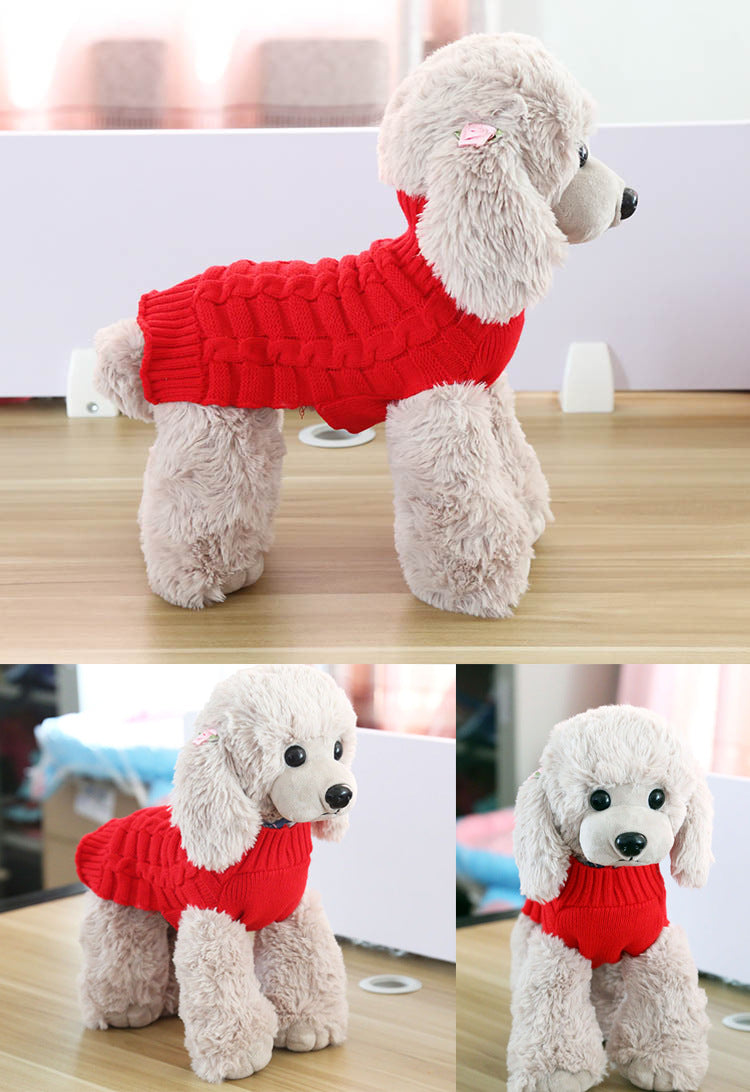 Cashmere Twisted Rope Pet Sweater - Soft Knit Dog Clothes for Cold Weather