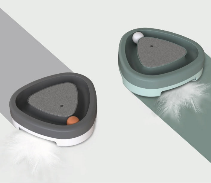 Interactive Electric Cat Toy - Triangle Turntable with Feather & Sound
