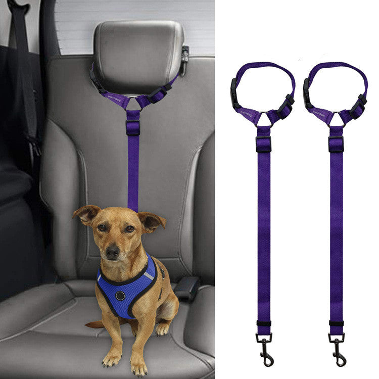 Car Backseat Pet Safety Leash - Adjustable Dog Seatbelt