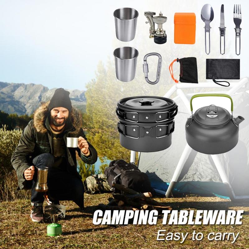 Camping Cookware Set – Aluminum Outdoor Cooking Kit for Hiking, Picnics & BBQ