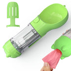 3-in-1 Portable Pet Water Bottle - Travel Feeder with Waste Bag Storage