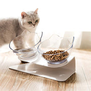 Cat Elevated Feeder Stand With Transparent Bowl