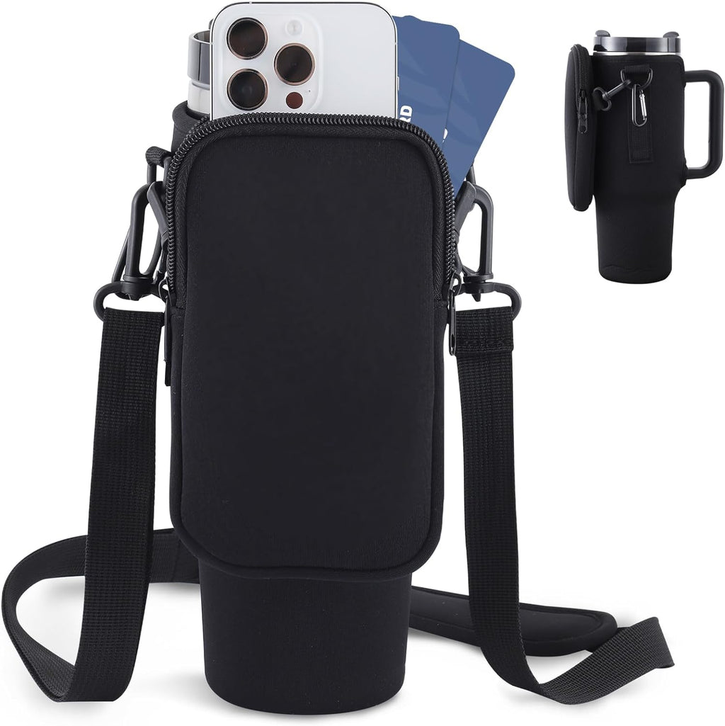 Water Bottle Carrier Bag for 40oz Tumblers – Adjustable Strap for Hiking, Travel & Sports