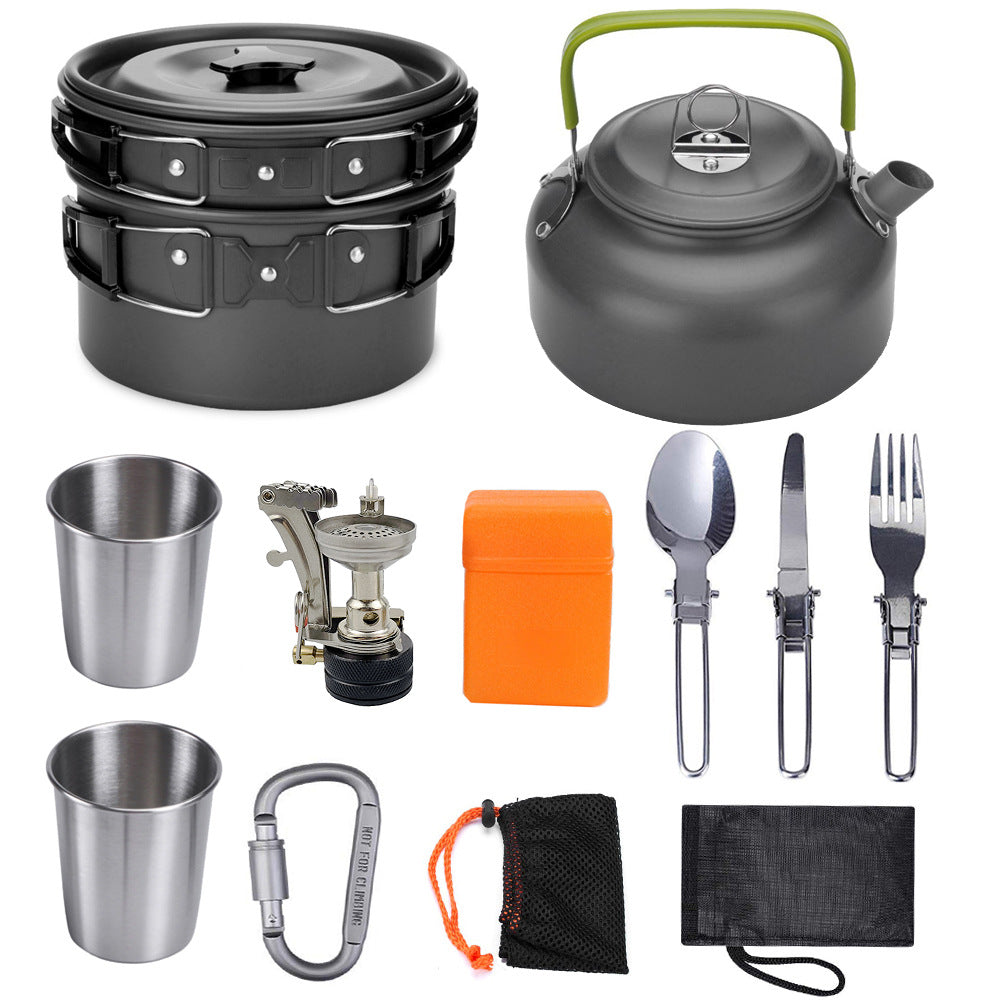 Camping Cookware Set – Aluminum Outdoor Cooking Kit for Hiking, Picnics & BBQ