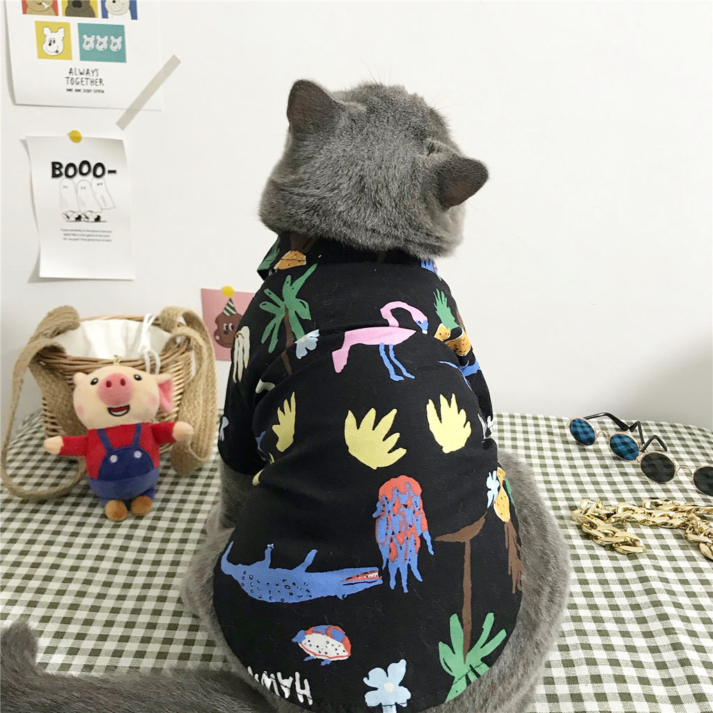 Cat Summer Outfit - Lightweight Shirt with Accessories Set