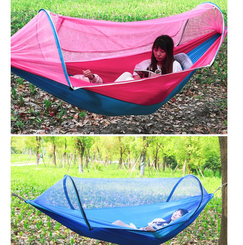2-Person Outdoor Hammock with Mosquito Net – Portable Parachute Camping Hammock