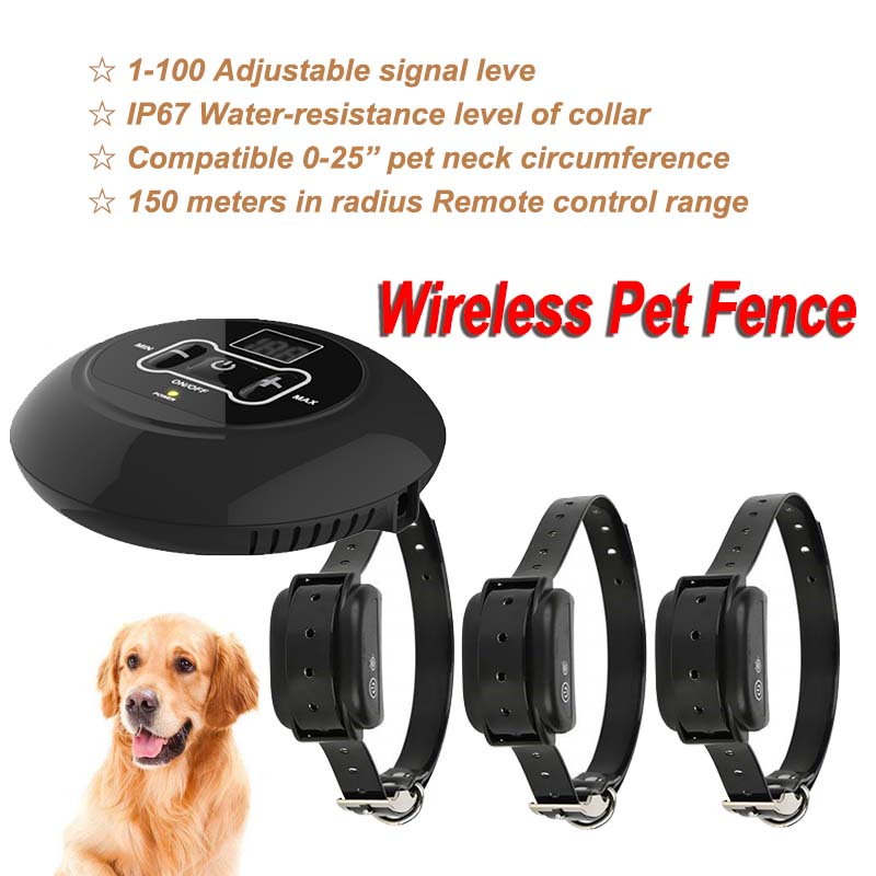 Wireless Pet Fence - Electric Training Collar with Adjustable Boundary