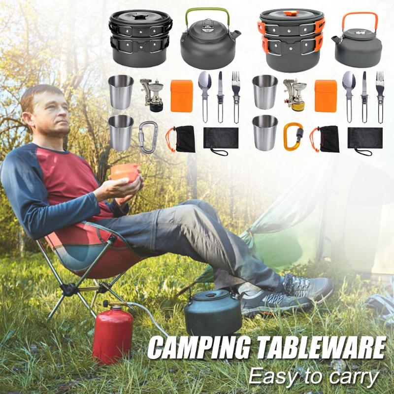 Camping Cookware Set – Aluminum Outdoor Cooking Kit for Hiking, Picnics & BBQ