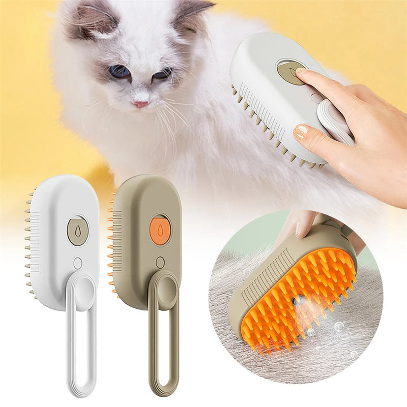 3-in-1 Electric Steam Pet Brush - Spray Grooming & Massage Comb