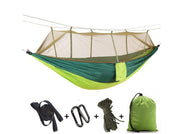Outdoor Parachute Cloth Hammock Couble with Mosquito Net Light Portable Army Green Insect-proof Camping Aerial Tent