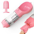 3-in-1 Portable Pet Water Bottle - Travel Feeder with Waste Bag Storage