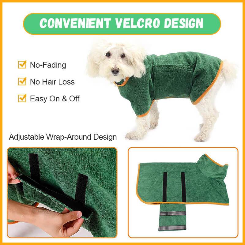 Absorbent Pet Bathrobe - Quick-Dry Microfiber Towel with Adjustable Straps
