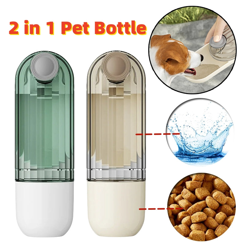 2-in-1 Portable Dog Water Bottle - Segmented Design Travel Feeder