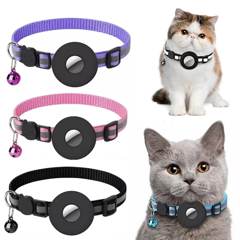 Reflective Pet Collar with AirTag Holder - Waterproof Case for Dogs & Cats