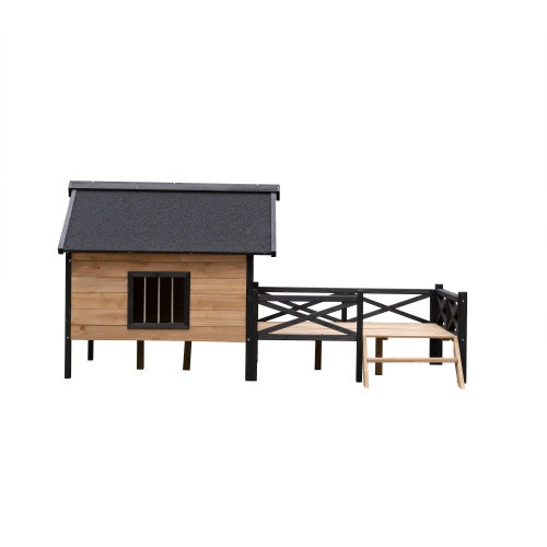 Premium Wooden Dog House with Porch - Large Outdoor Cabin Kennel