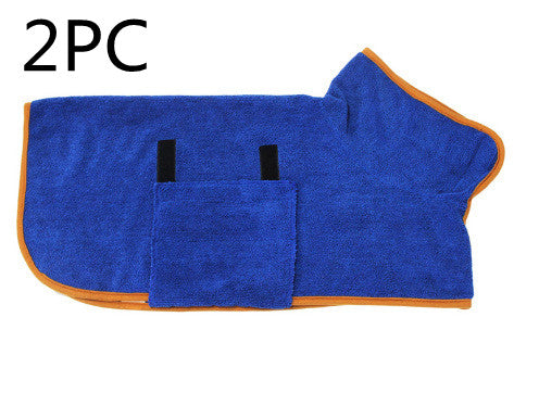 Absorbent Pet Bathrobe - Quick-Dry Microfiber Towel with Adjustable Straps
