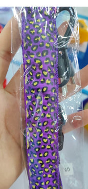 LED Dog Collar Safety Adjustable Nylon Leopard Pet Collar