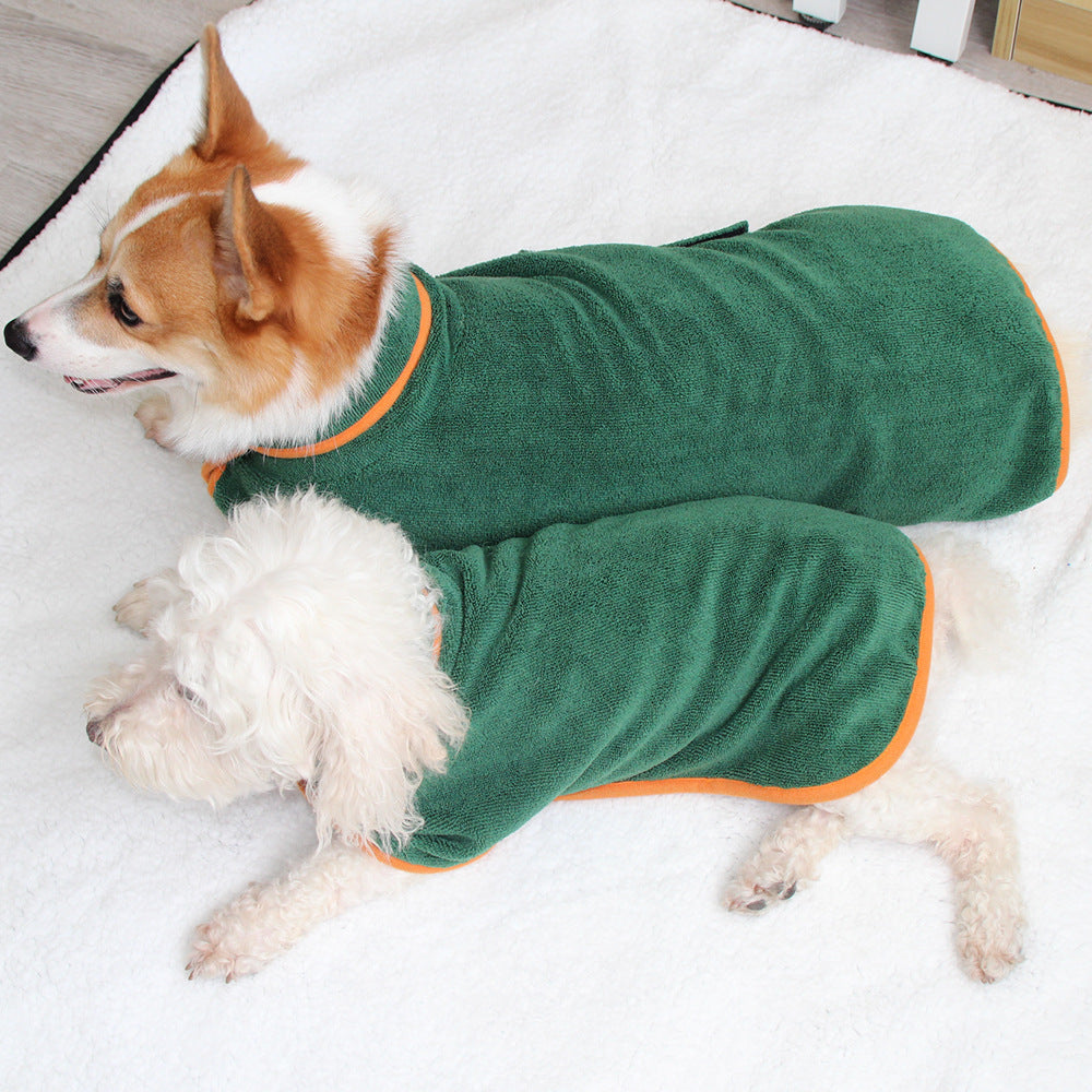 Absorbent Pet Bathrobe - Quick-Dry Microfiber Towel with Adjustable Straps