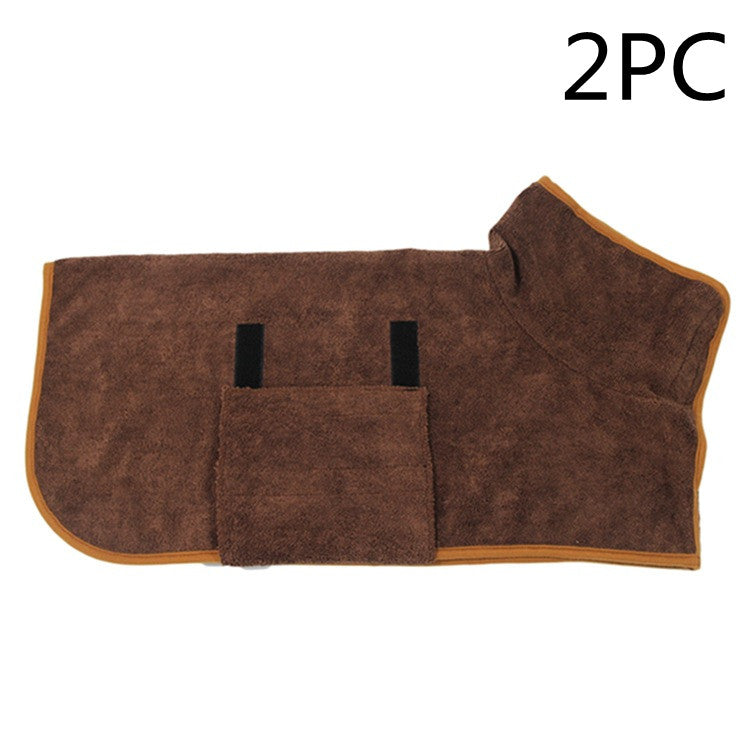 Absorbent Pet Bathrobe - Quick-Dry Microfiber Towel with Adjustable Straps