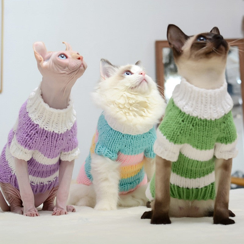 Hairless Cat Sweater - Handmade Warm Knit Clothing for Sphynx Cats