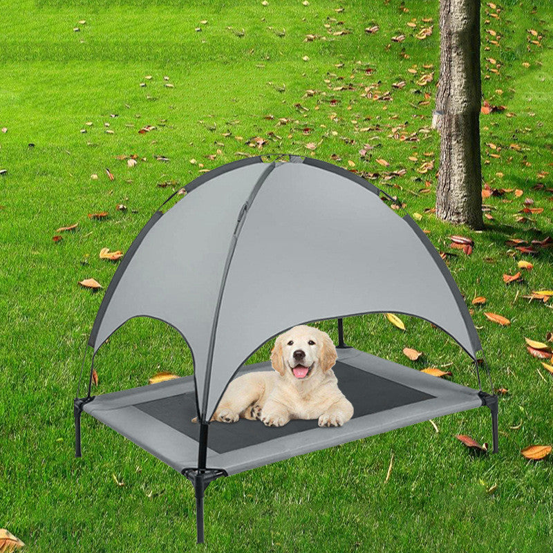 Elevated Pet Cot with Sunshade Canopy - Outdoor Camping Bed for Dogs